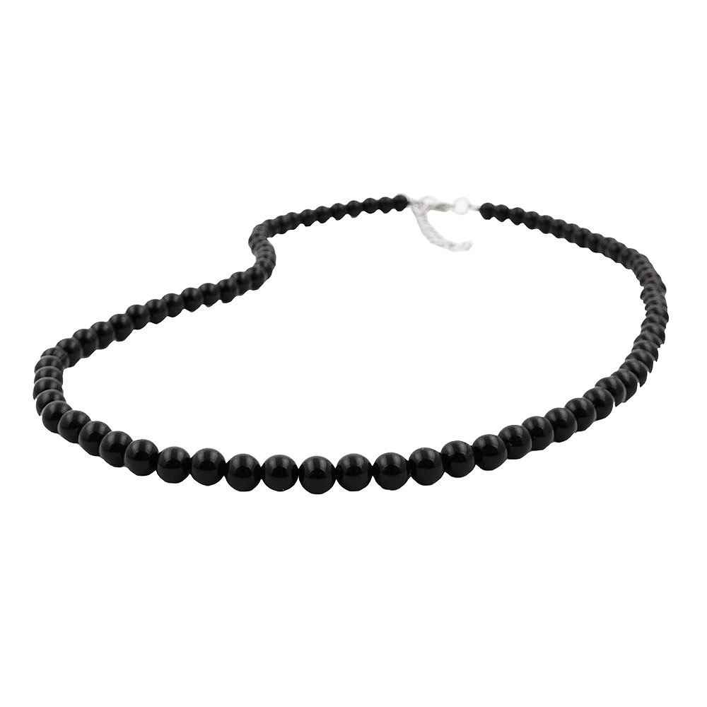 Kette 6mm Perle Kunststoff schwarz-glänzend 50cm (Länge 50cm, schwarz)