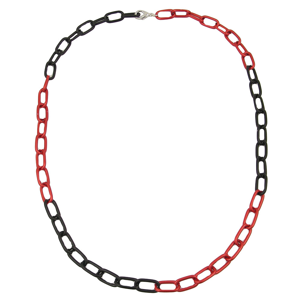 Kette 8mm Eloxalkette Anker weit rot-schwarz Aluminium 60cm (Länge 60cm, rot - schwarz)