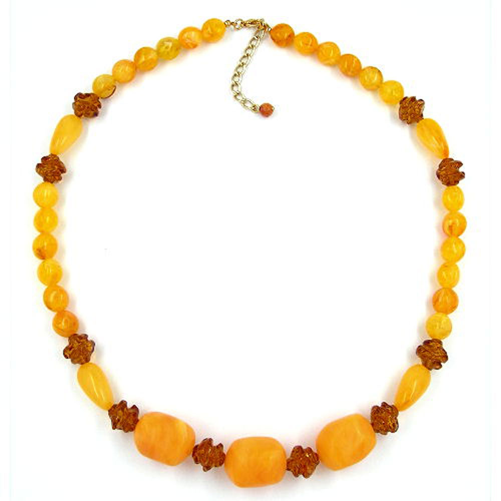 Kette 23x18mm Walze Kunststoff hell und dunkel bernsteinfarbig 55cm (Länge 55cm)