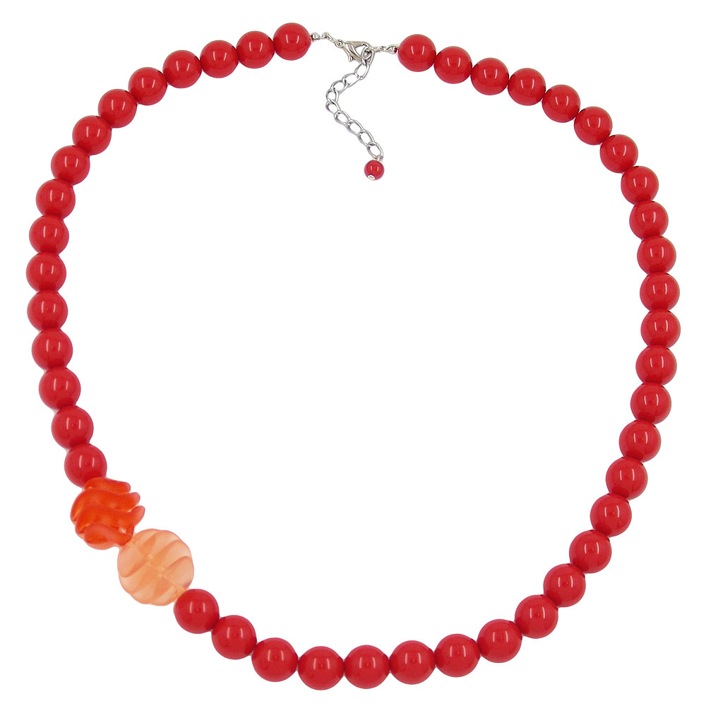 Kette 12mm Perlen Kunststoff rot mit Spiralperlen 60cm (Länge 60cm, rot)