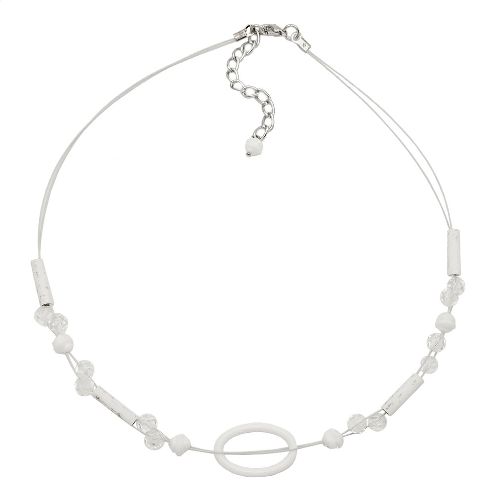 Kette Drahtkette 25x16mm Ring oval weiß transparent Kunststoff 42cm (Länge 42cm, weiß)