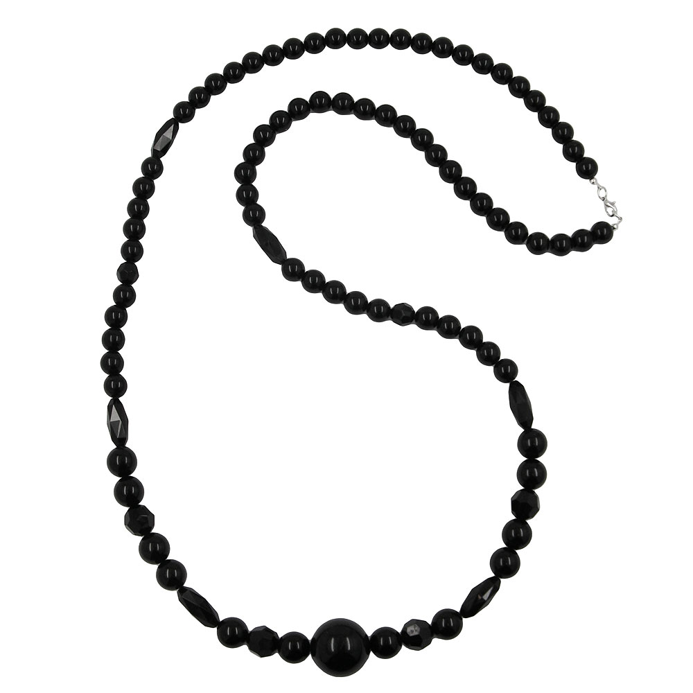 Kette 30x9mm Rillenolive Schliffolive Kunststoff schwarz glänzend 100cm (Länge 100cm, schwarz)