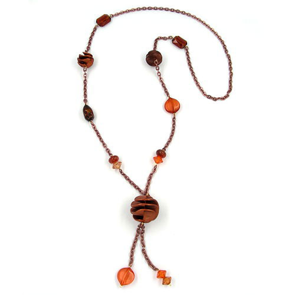 Kette 30mm Spiralperle Kunststoff Alu-Ankerkette kupferfarben 90cm (Länge 90cm, braun)