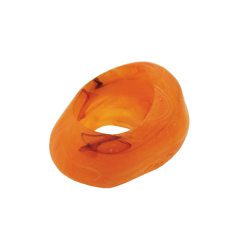 Tuchring 33x25mm Kunststoff Ringperle unrund 17mm-Loch orange-marmoriert matt (orange)