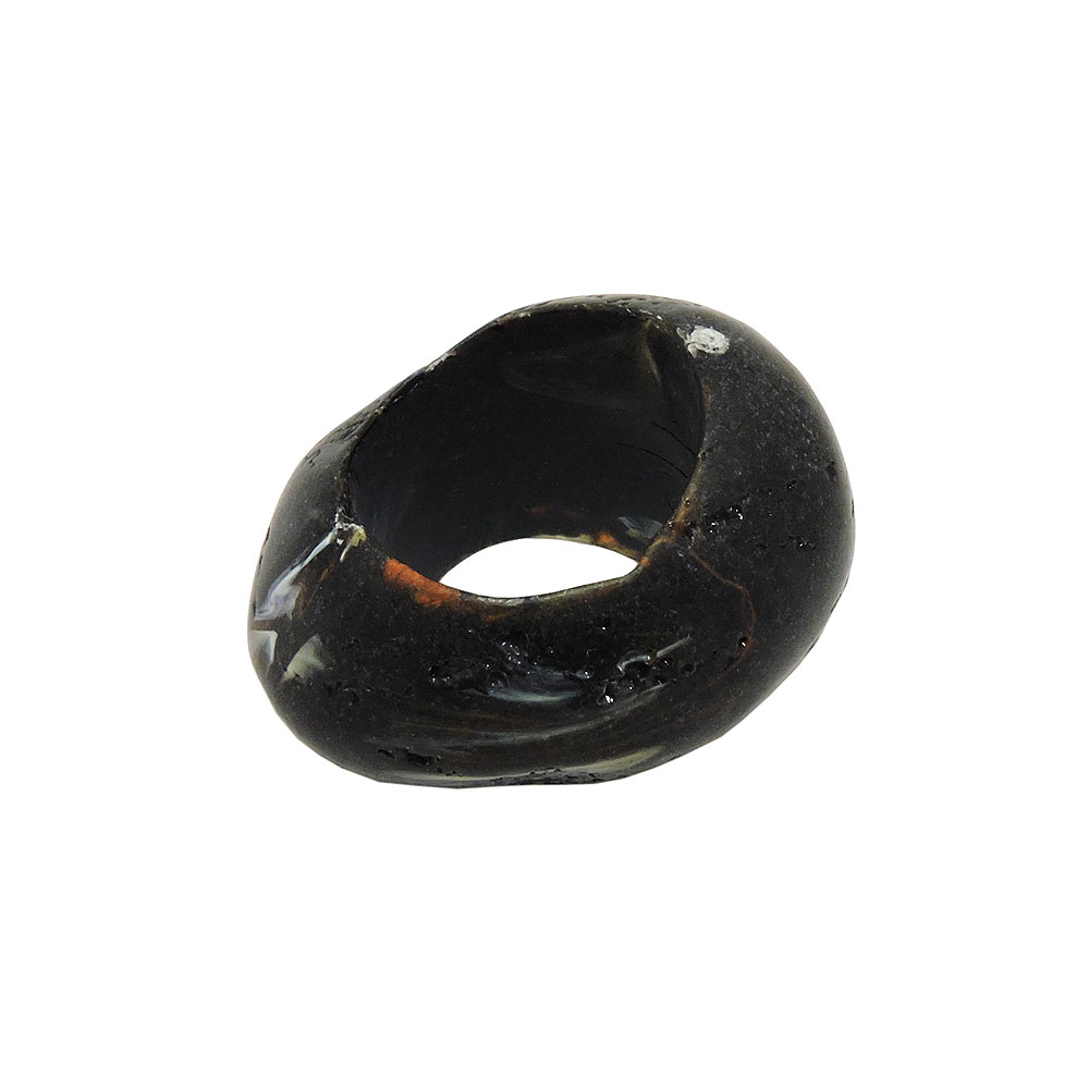 Tuchring 33x25mm Kunststoff Ringperle unrund 17mm-Loch schwarz-marmoriert matt (schwarz)