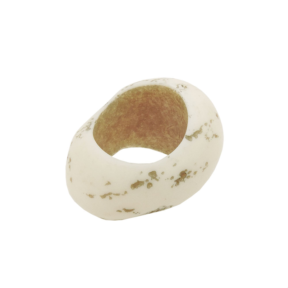 Tuchring 33x25mm Kunststoff Ringperle unrund 17mm-Loch elfenbein-grau matt (creme)
