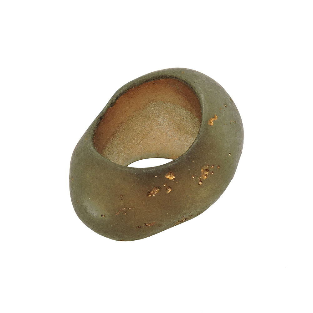 Tuchring 33x25mm Kunststoff Ringperle unrund 17mm-Loch schlamm-gold matt (oliv-khaki)