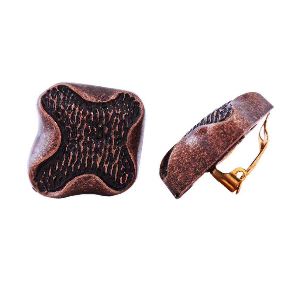 Clip Ohrring ca.27x29mm Kreuz kupferfarben glänzend Kunststoff