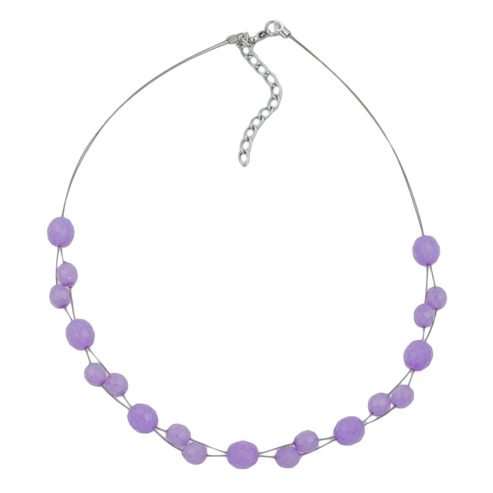 Kette Drahtkette mit Glasperlen Facettenperle flieder 43cm (Länge 43cm, flieder - violett)