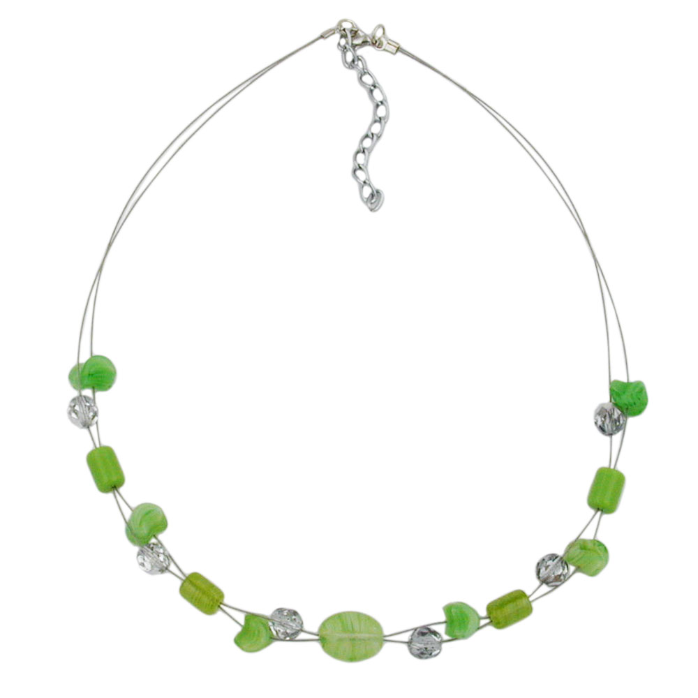 Kette Drahtkette mit Glasperlen lindgrün und kristall-silberverspiegelt 45cm (Länge 45cm, hellgrün)
