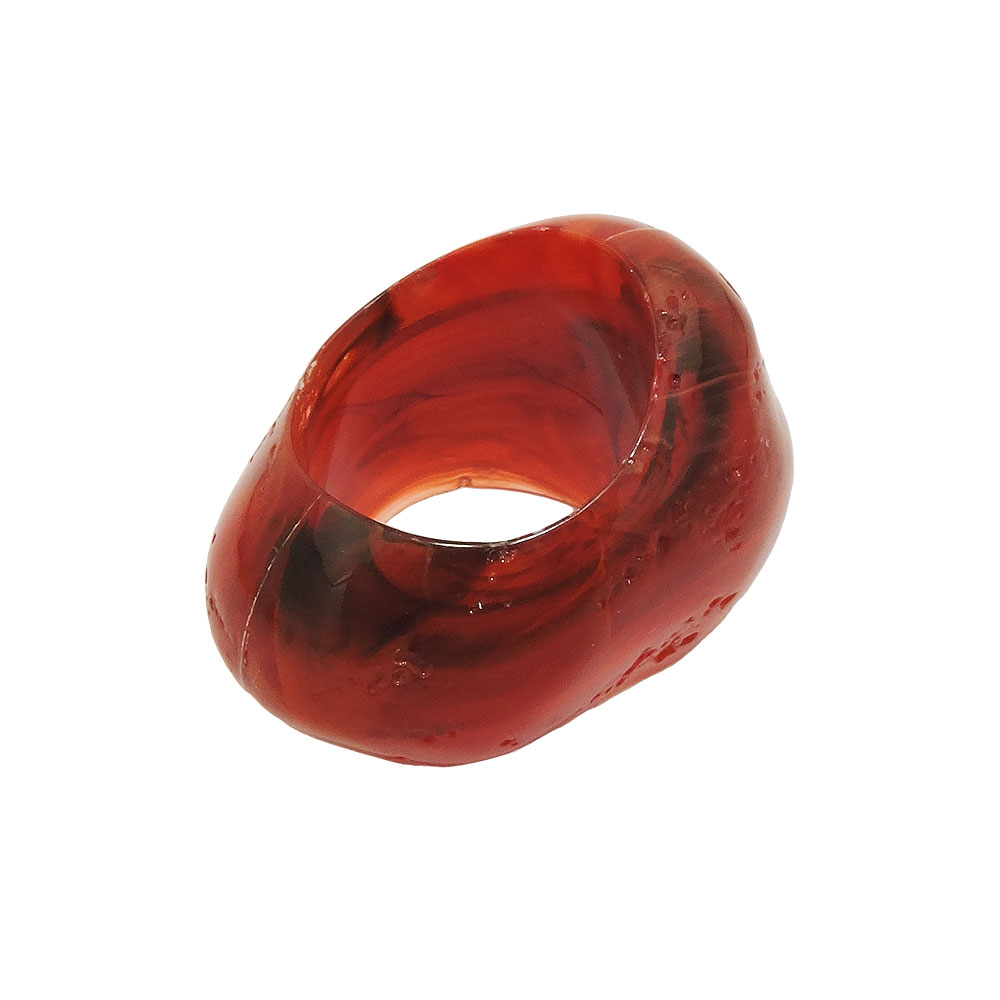 Tuchring 33x25mm Kunststoff Ringperle unrund 17mm-Loch rot-marmoriert glänzend (rot)