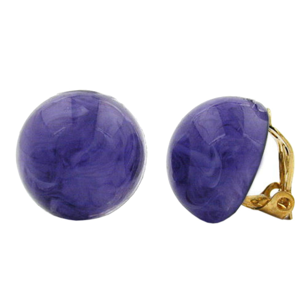 Clip Ohrring 18mm lila-marmoriert-glänzend Kunststoff-Bouton (lila)