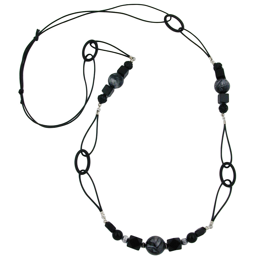 Kette, schwarz und silbergrau (Länge 100cm, schwarz)