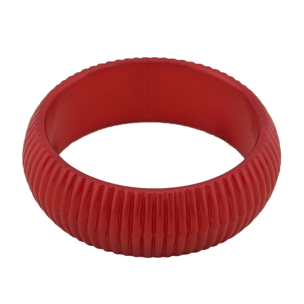 Armreif 85x26mm rot-seidig Rillenstruktur Kunststoff (oliv - grün)