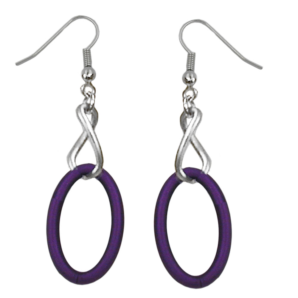 Ohrhaken Ohrhänger Ohrringe 60x16mm Kettenglieder lila-altsilber Kunststoff Aluminium (violett)