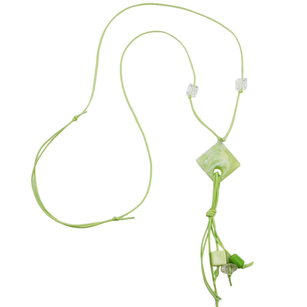 Kette, Viereck hellgrün-weiß (Länge 90cm, grün - weiß)