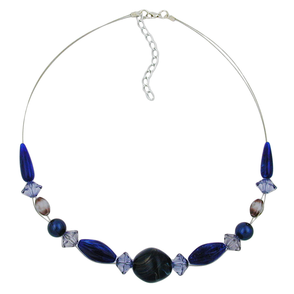 Kette Drahtkette blau-gold-marmoriert Kunststoffperlen 45cm (Länge 45cm)
