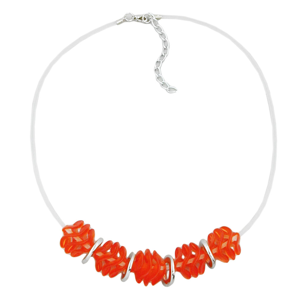 Kette, 5x Spiralperle rot-matt (Länge 45cm)