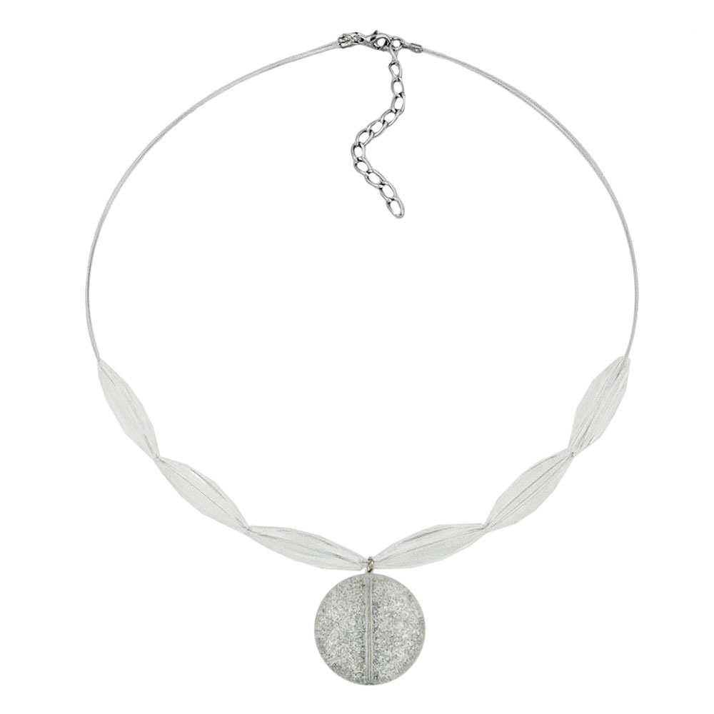Kette Drahtkette Scheibe kristall-weiß-flitter Kunststoffperlen 45cm (Länge 45cm)