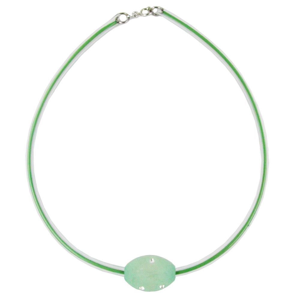 Kette 26x20mm Olive mint-kristall transparenter Gummi-Schlauch 42cm (Länge 42cm)