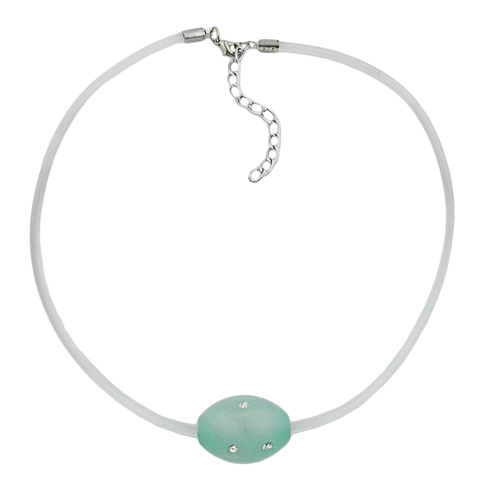 Kette 26x20mm Olive mint-kristall weißer Vollgummi-Schlauch 42cm (Länge 42cm)