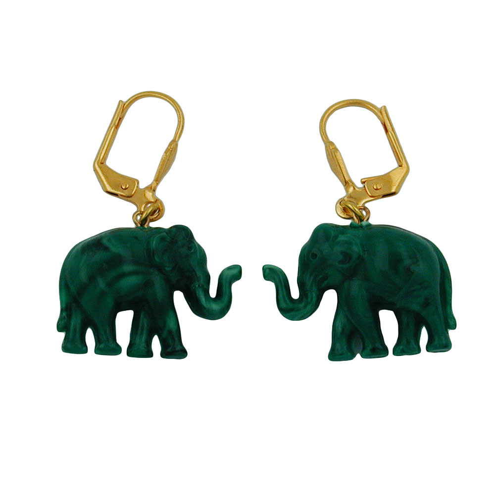 Ohrbrisur Ohrhänger Ohrringe 37x23mm goldfarben Elefant mini grün-marmoriert Kunststoff (grün)