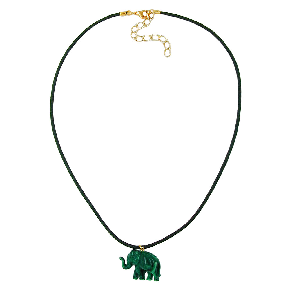 Kette 23x17x9mm Elefant mini Kunststoff grün-marmoriert glänzend Kordel grün 40cm (Länge 40cm, grün)