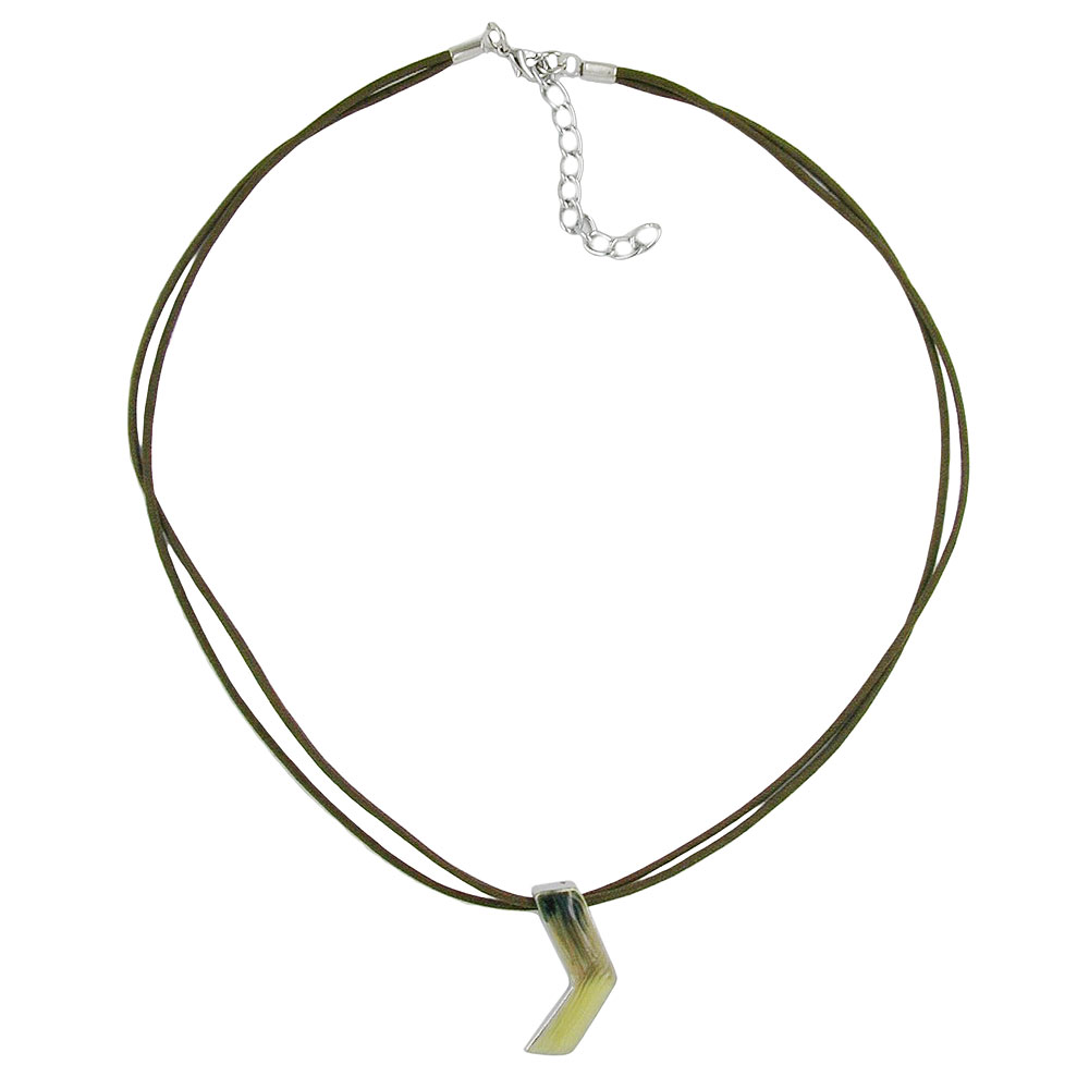 Kette, Ecke, oliv-mint-silber, Email (Länge 42cm)