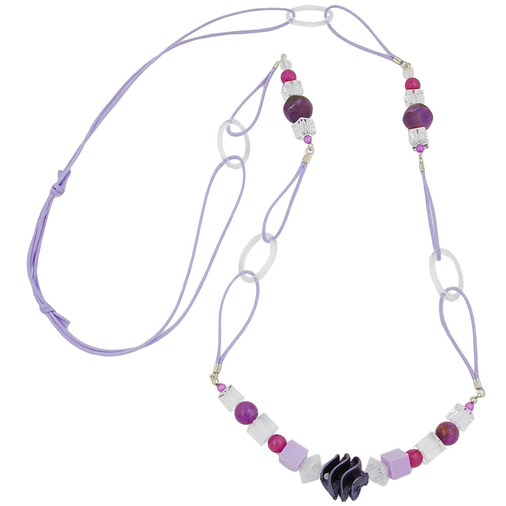 Kette 20mm Spiralperle Kunststoff flieder-lila Kordel lila 100cm (Länge 100cm)