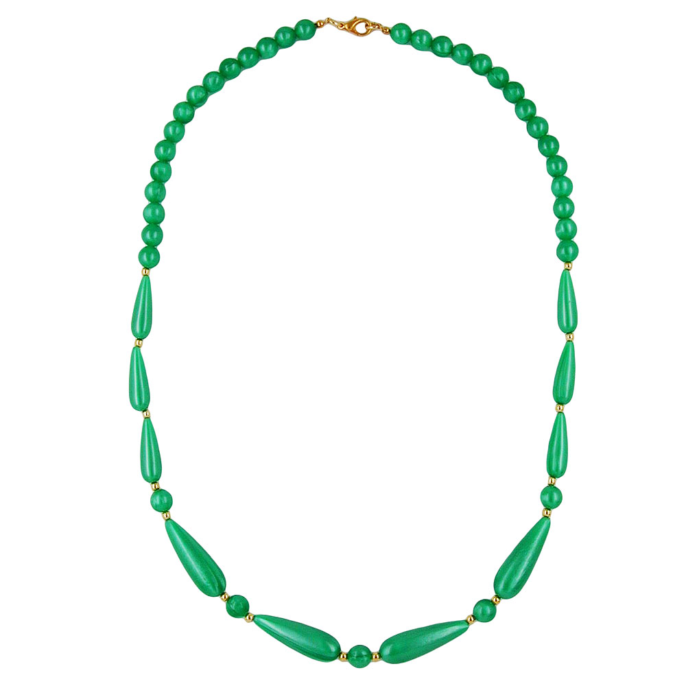 Kette 8mm Kunststoffperlen seidig-grün 60cm (Länge 60cm, grün)