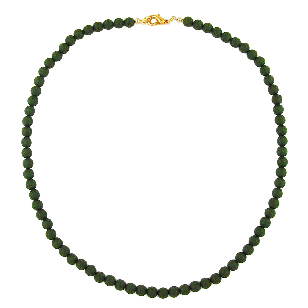 Kette, 10er Perle, oliv matt (Länge 52cm)