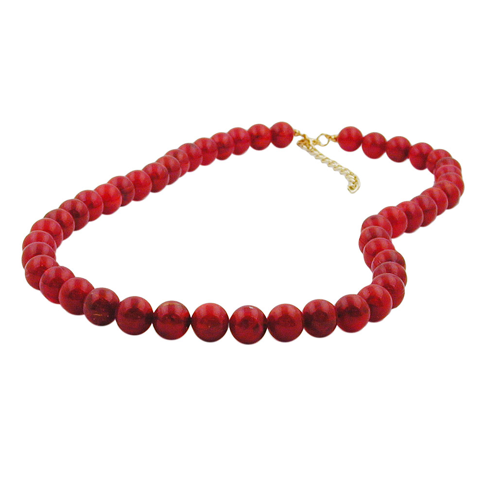 Kette 10mm Kunststoffperlen johannisbeerrot-marmoriert 55cm (Länge 55cm)
