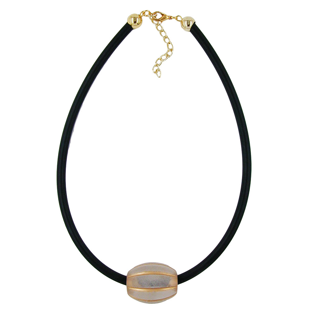 Kette 32x26mm Rillenolive transparent-matt mit goldfarben Kunststoff 6mm Vollgummi 42cm (Länge 42cm)