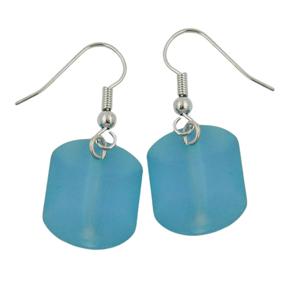 Ohrhaken Ohrhänger Ohrringe 37x15mm Schrägperle Kunststoff türkis-transparent-matt (türkis)