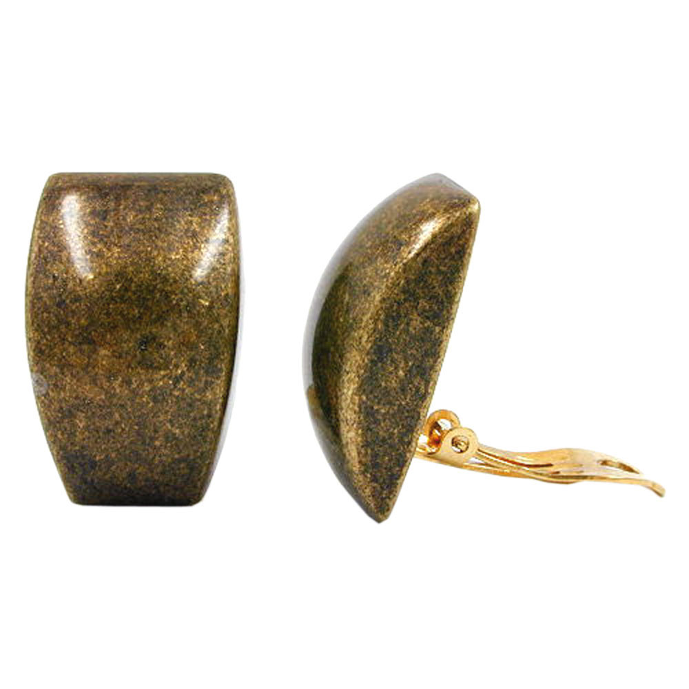 Clip Ohrring 27x17mm Trapez altmessing glänzend Kunststoff-Bouton (altmessing-plexi)