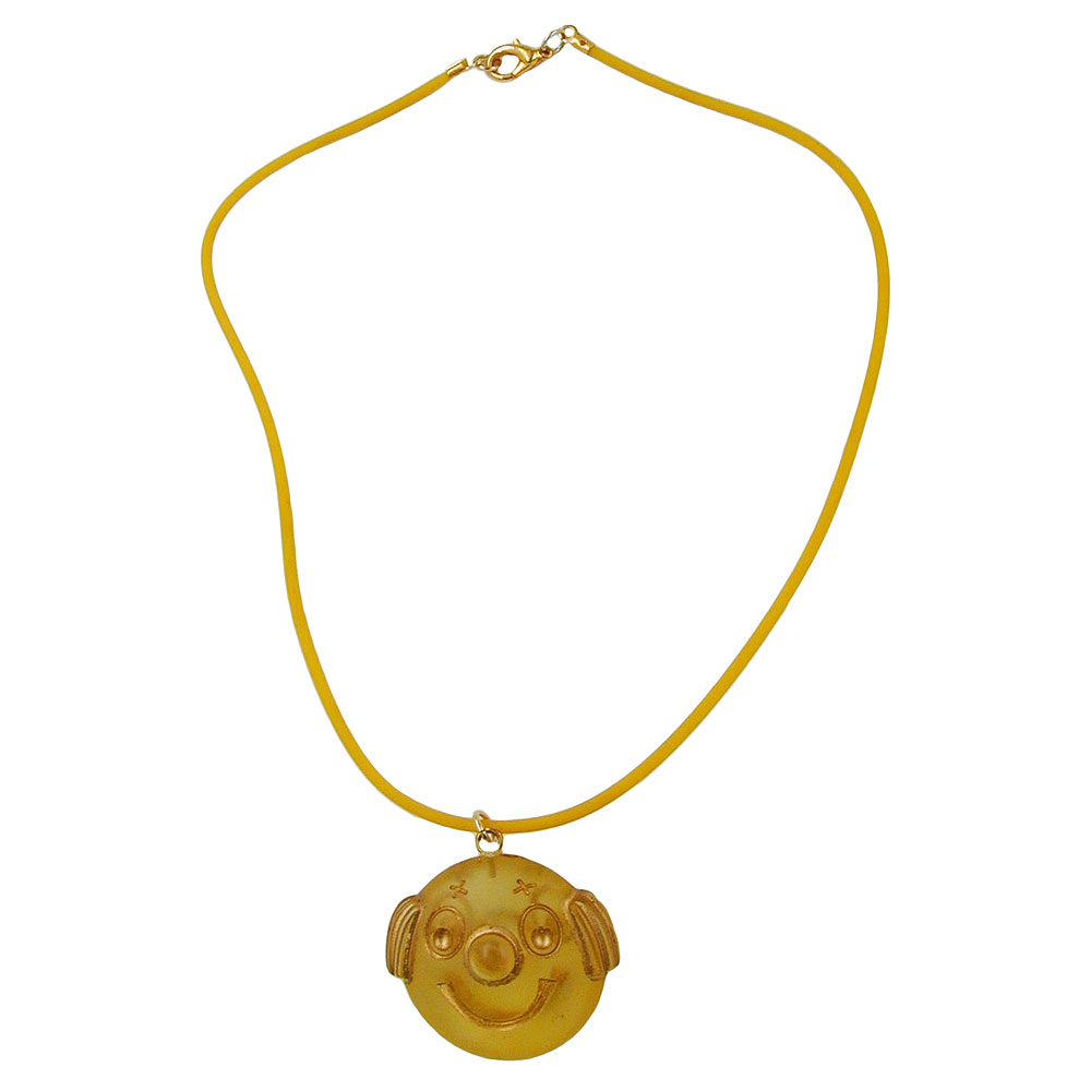 Kette 29mm rundes Clownsgesicht aus Kunststoff gelb-matt 40cm (Länge 40cm)