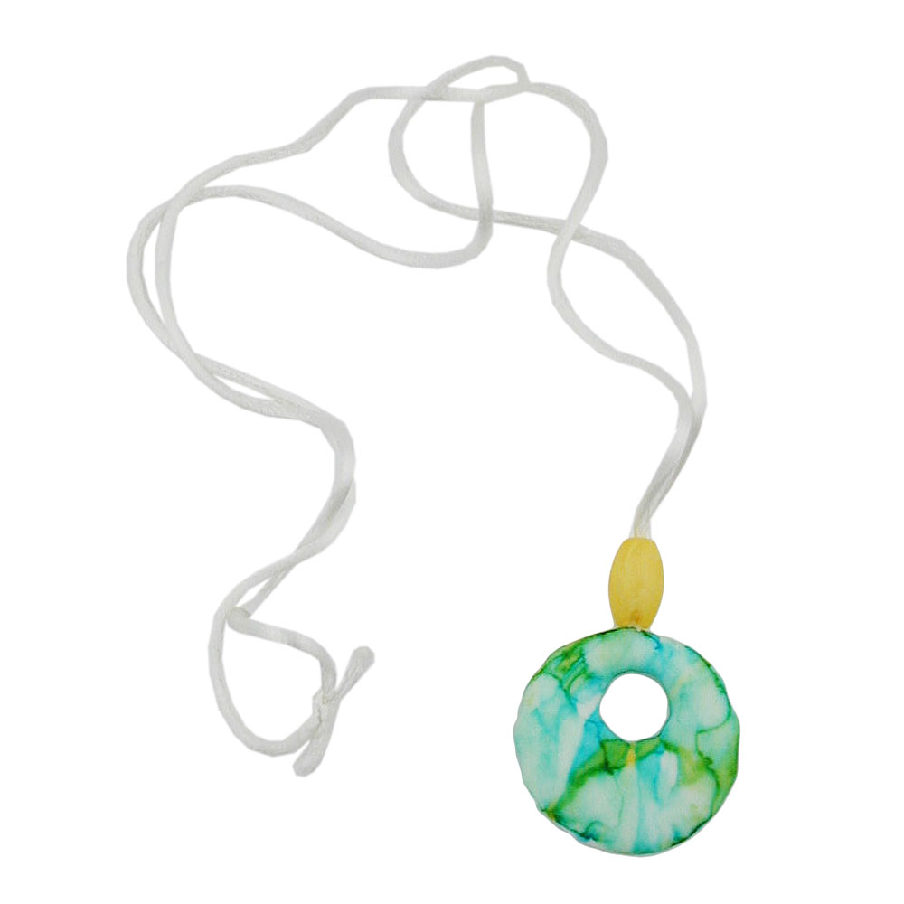 Kette, gelb-türkis-weiß-marmoriert (Länge 90cm)
