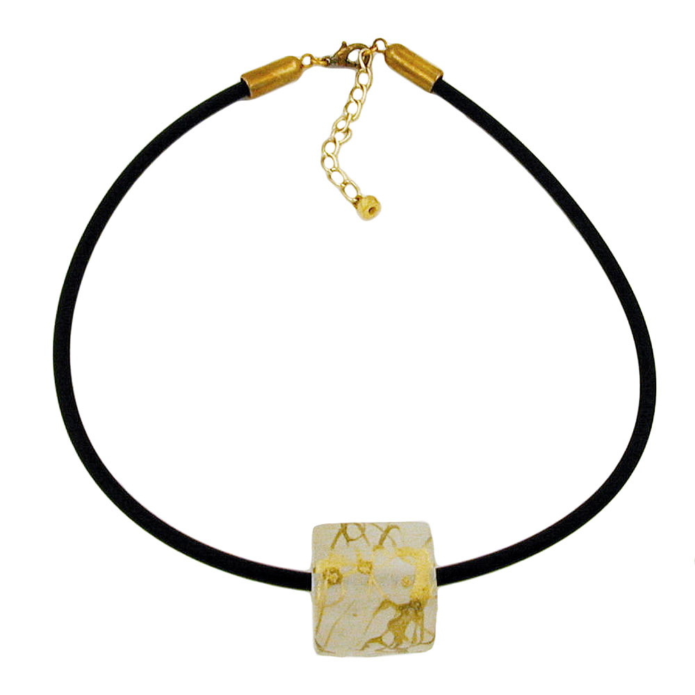 Kette 28x26mm 8-Eck-Walze transparent mit goldfarben Kunststoff 6mm Vollgummi 42cm (Länge 42cm)