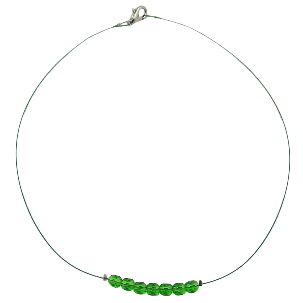 Kette Drahtkette mit facettierten Glasperlen grün 40cm (Länge 40cm, grün)