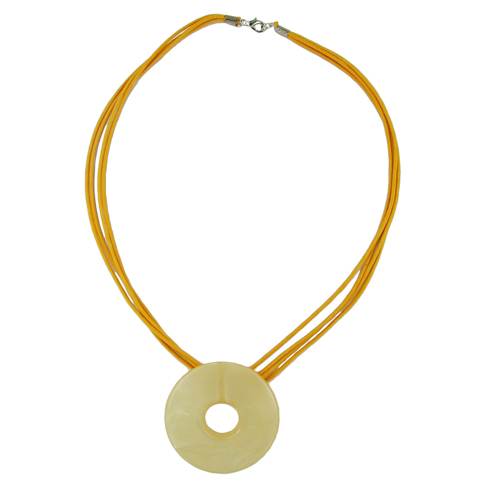 Kette 53mm Scheibe Kunststoff seidig-gelb-marmoriert 50cm (Länge 50cm, gelb)