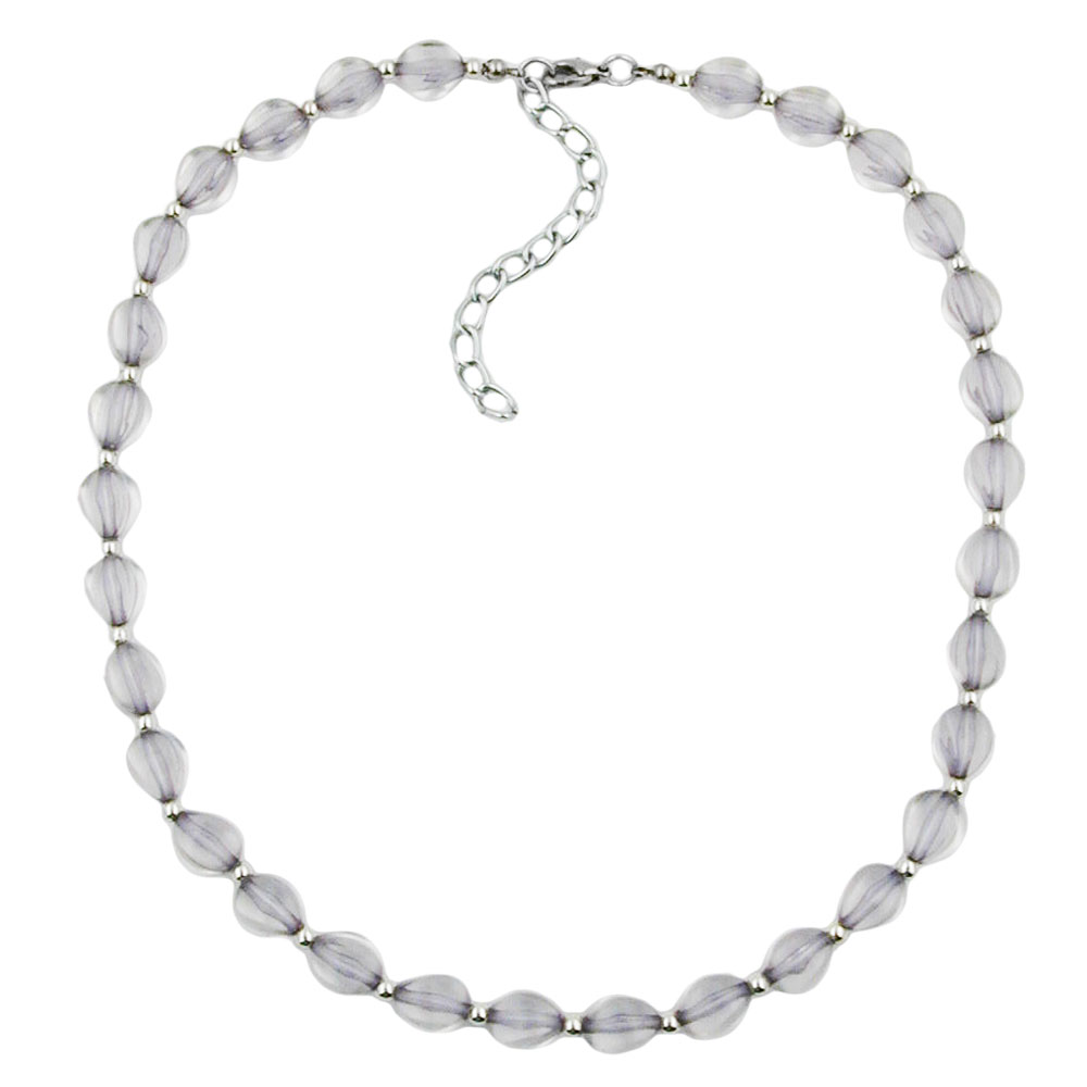 Kette 10mm Vierkantperle grau-transparent Kunststoff 42cm (Länge 42cm)