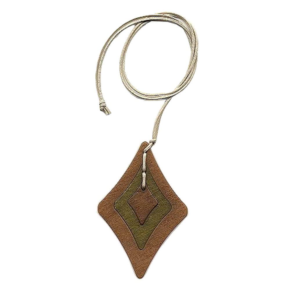 Kette 115x75 Kunststoff Rhombus braun-grün Kordel beige-natur 90cm (Länge 90cm, braun)