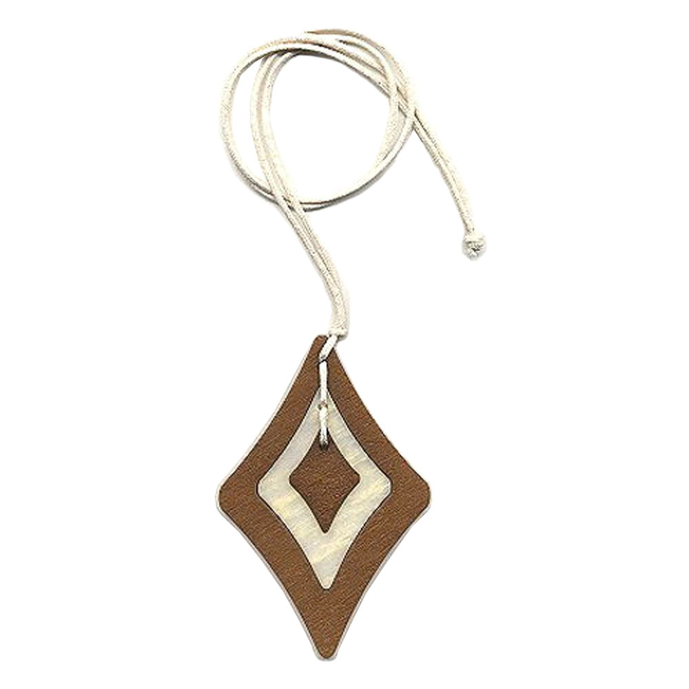 Kette 115x75 Kunststoff Rhombus braun-beige Kordel beige-natur 90cm (Länge 90cm, braun)