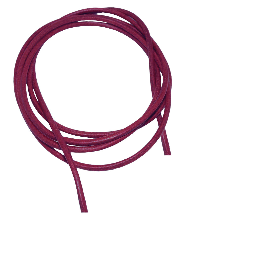 Lederband rund Rindleder 2mm fuchsia beere gefärbt ca. 1m (Länge 100cm, beere - violett)