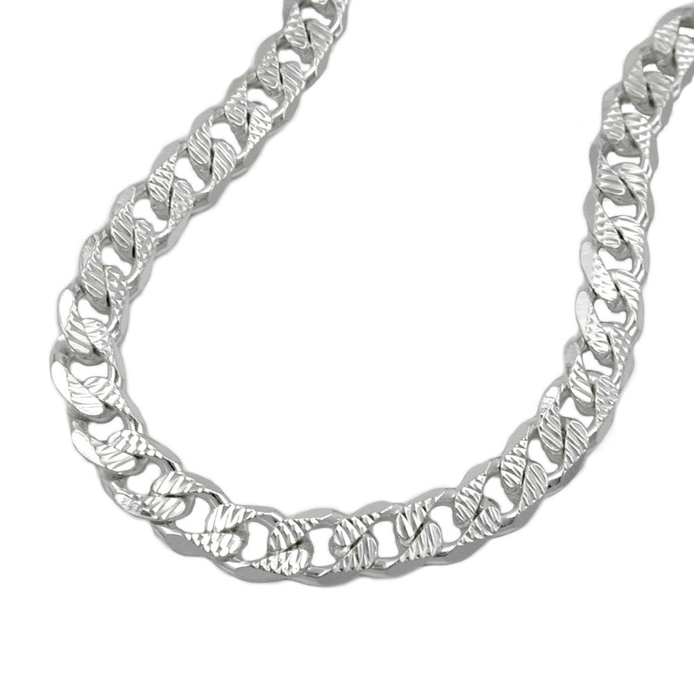 Kette 5,6mm flache Panzerkette mit Muster Silber 925 55cm (Länge 55cm)