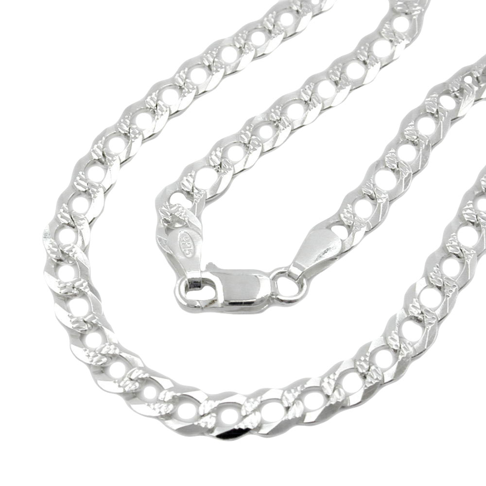 Kette 4,6mm flache Panzerkette mit Muster Silber 925 50cm (Länge 50cm)