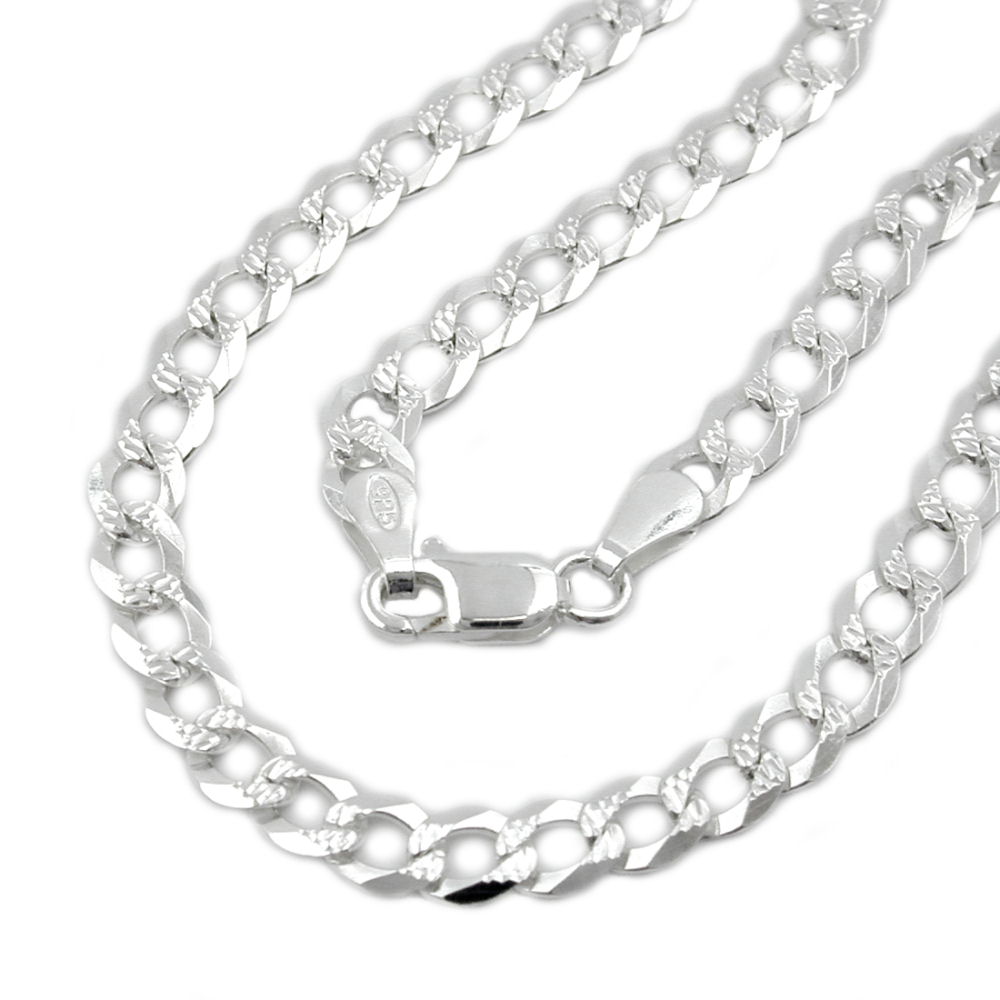 Kette 4,6mm flache Panzerkette mit Muster Silber 925 55cm (Länge 55cm)