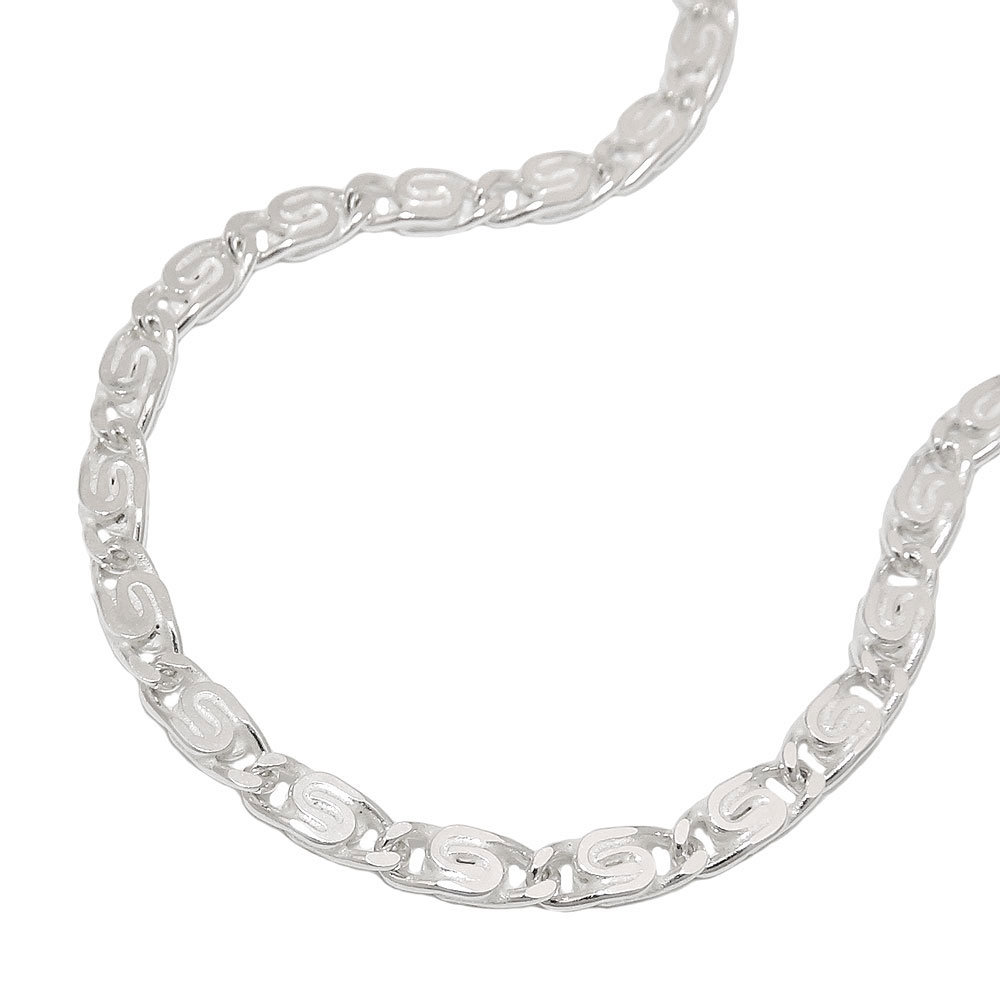 Kette 3,2mm S-Panzerkette flach diamantiert Silber 925 50cm (Länge 50cm)
