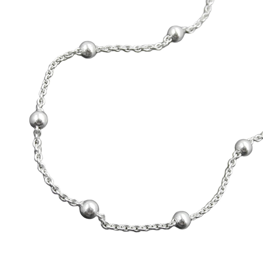Fußkette 1,3mm Ankerkette längenvariabel mit 13 Kugeln Silber 925 25cm (Länge 25cm)
