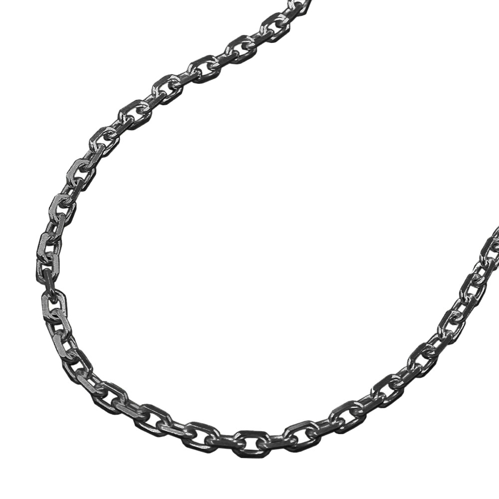 Kette 2mm Ankerkette 8x diamantiert rhodiniert Silber 925 60cm (Länge 60cm)